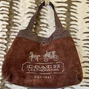 Coach Vintage  XL tote brown suede leather pre owned